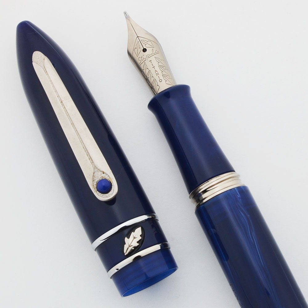 Stipula Model T Fountain Pen - Dark Blue Marble, Fine Flexible
